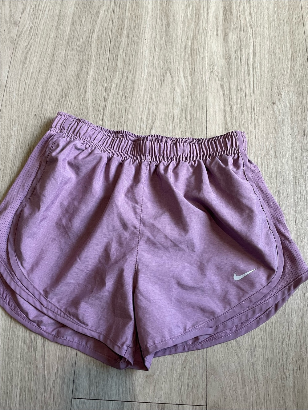 Nike Women's Lavender Athletic Shorts with White Swoosh